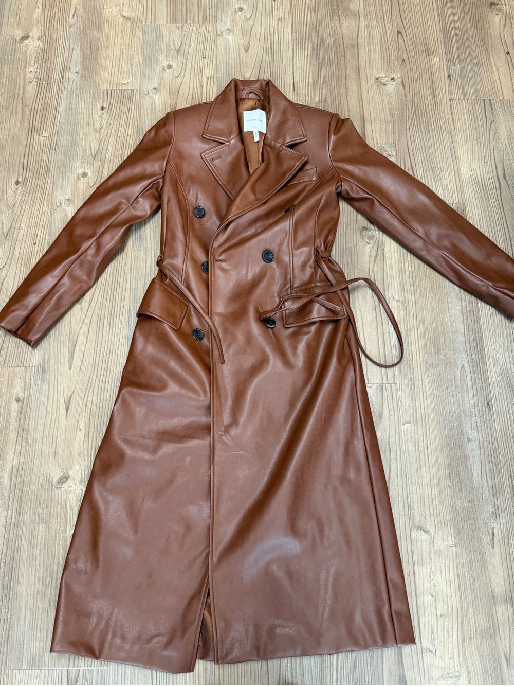 Avec les filles faux leather trench coat